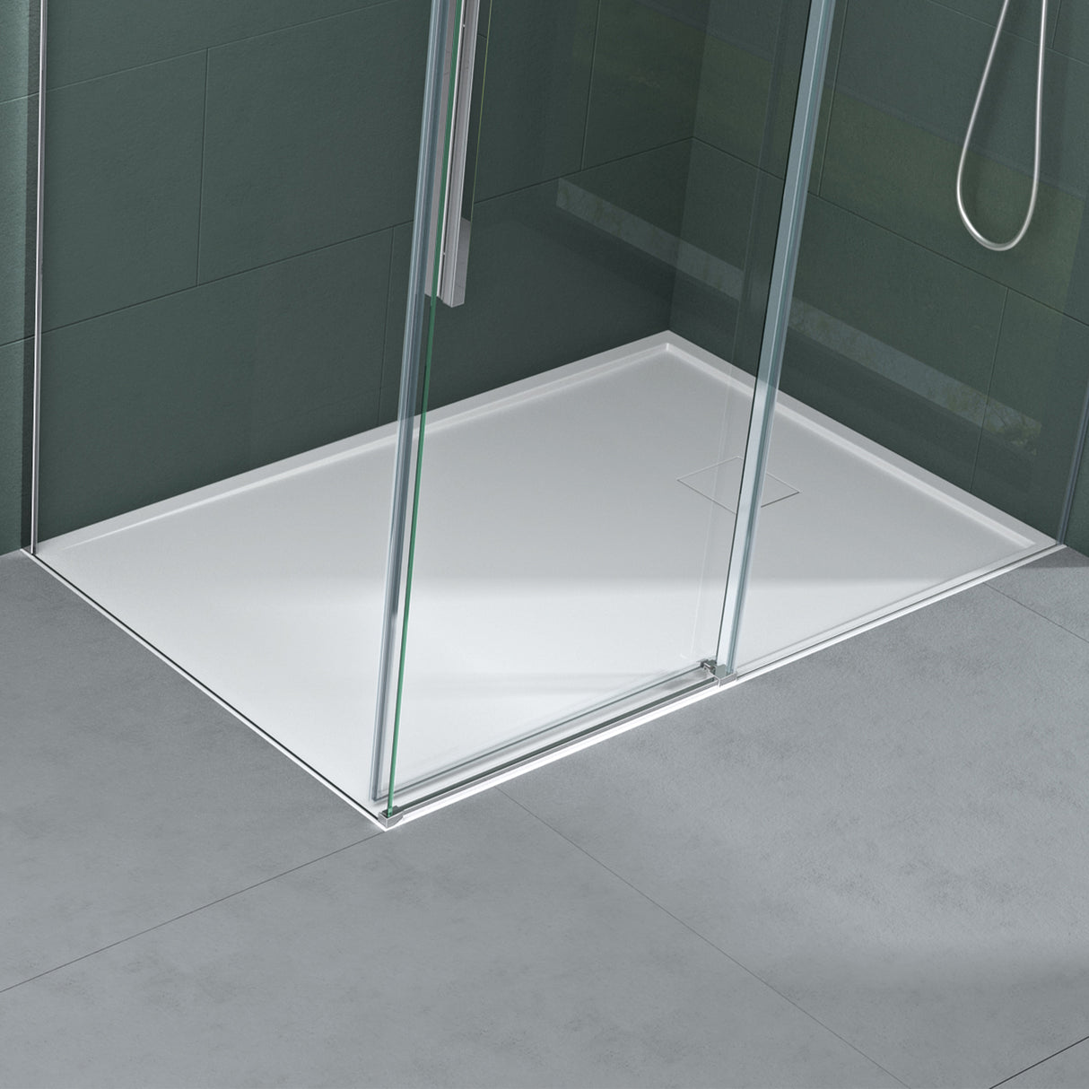 glasvilla Duschwanne aus Mineralguss Duschtasse Superflach Anti-Rutsch Geoma08