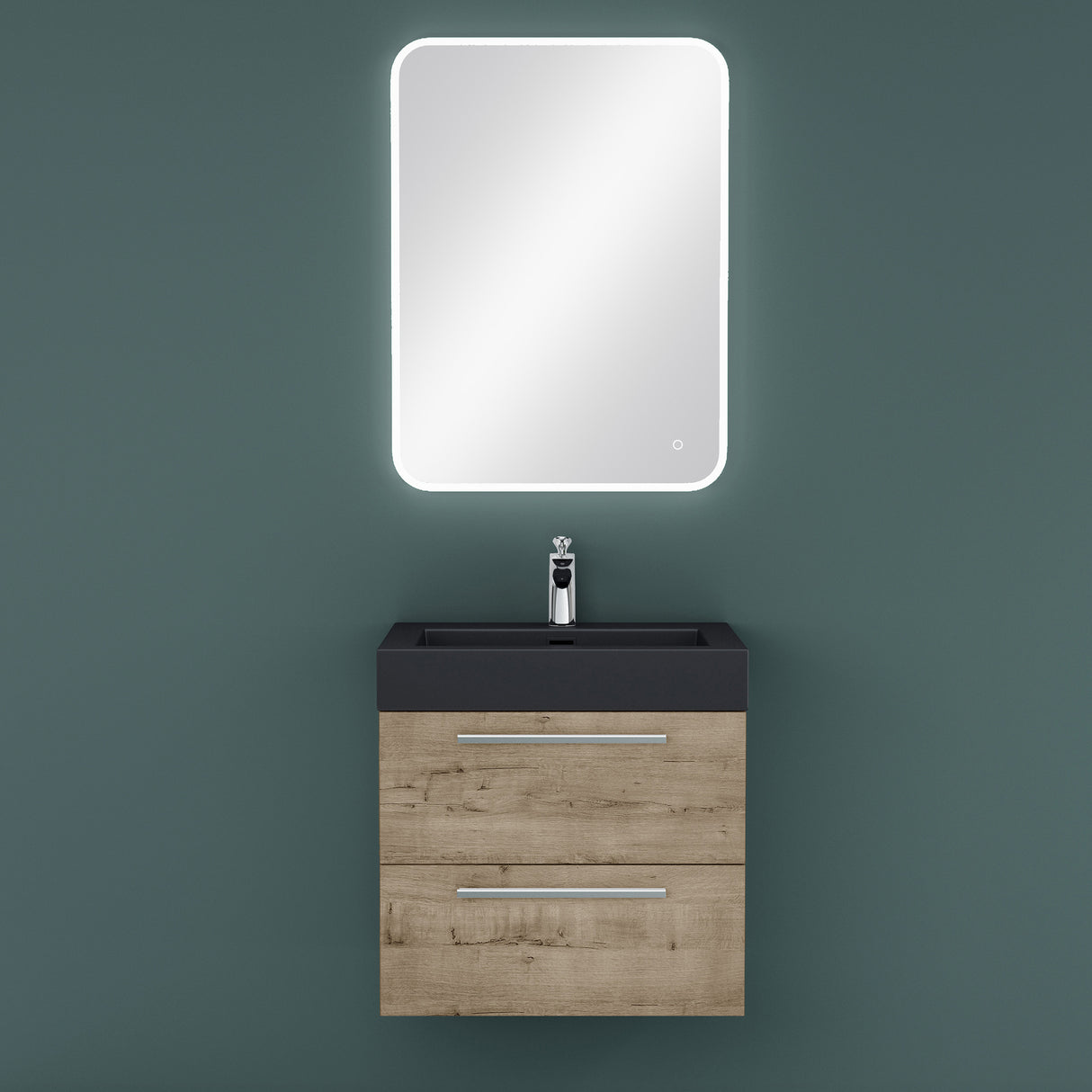 glasvilla Badmöbel-Set Waschbeckenunterschrank Waschtisch mit Unterschrank inkl. Mineralguss-Waschbecken in Anthrazit Quadratto