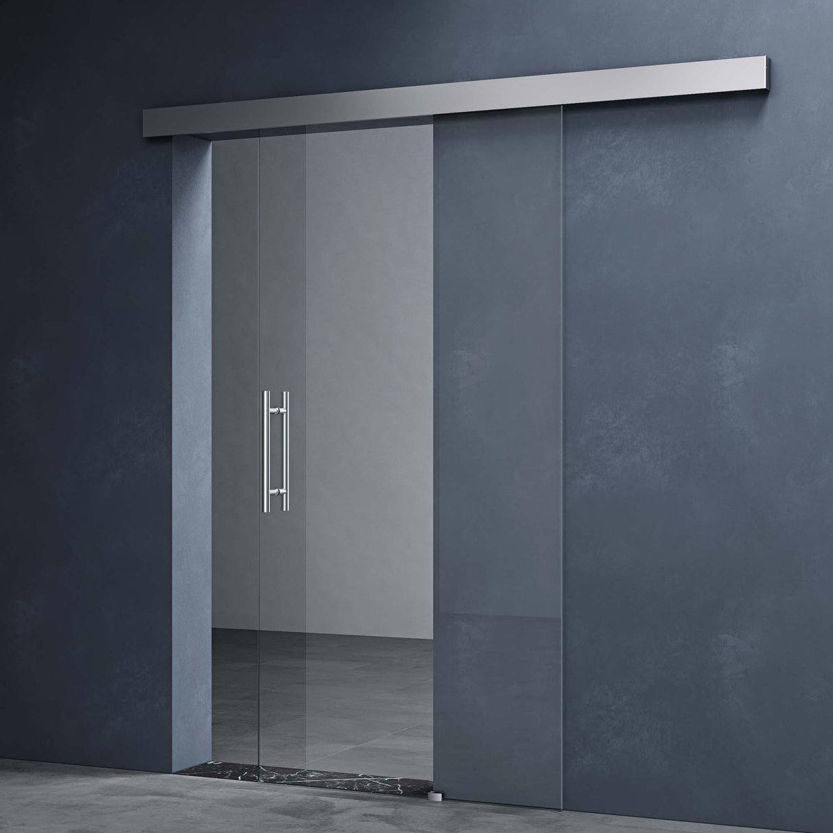 glasvilla Glasschiebetür komplettset Amalfi H: 2050mm, Griffart: Stangengriff, inkl. Softclose-Automatik, 8mm ESG-Sicherheitsglas