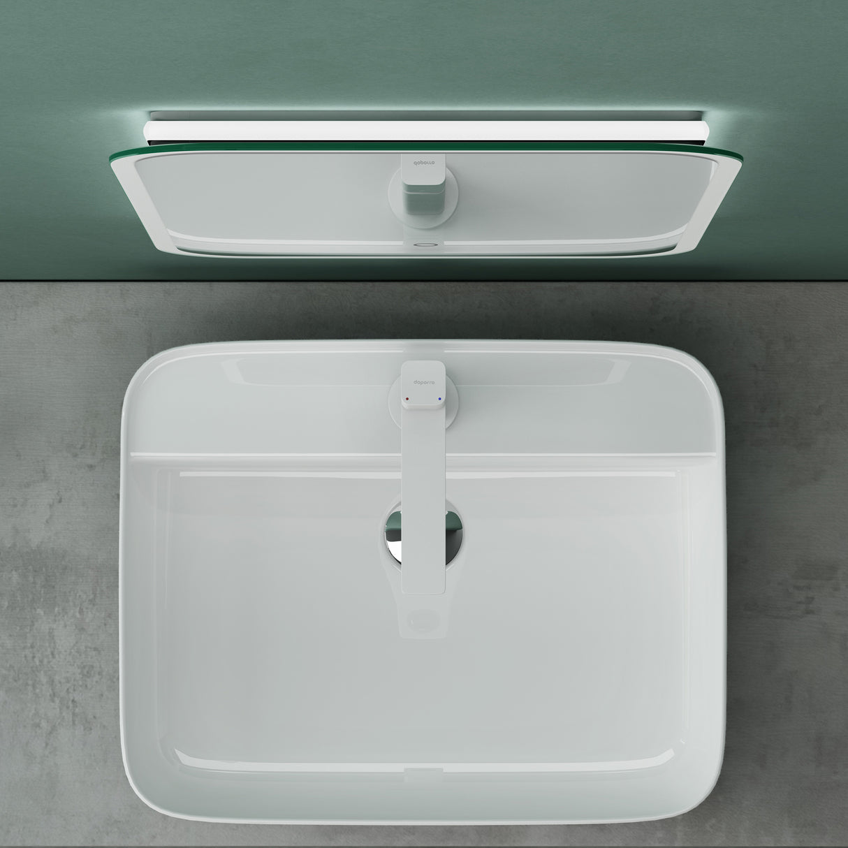 glasvilla Aufsatzwaschbecken eckig Waschschale Waschbecken aus Keramik Weiß mit Armaturloch Brüssel107