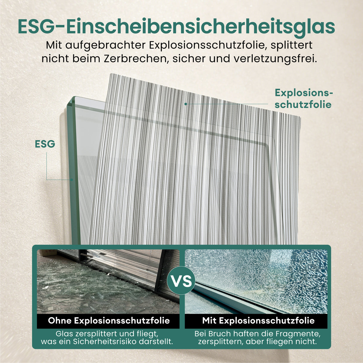 glasvilla Glasschiebetür komplettset Zimmertür Mate Negro 8mm ESG-Sicherheitsglas, Schiebetür Glas negro cepillado con riel de aluminio Muranino-001