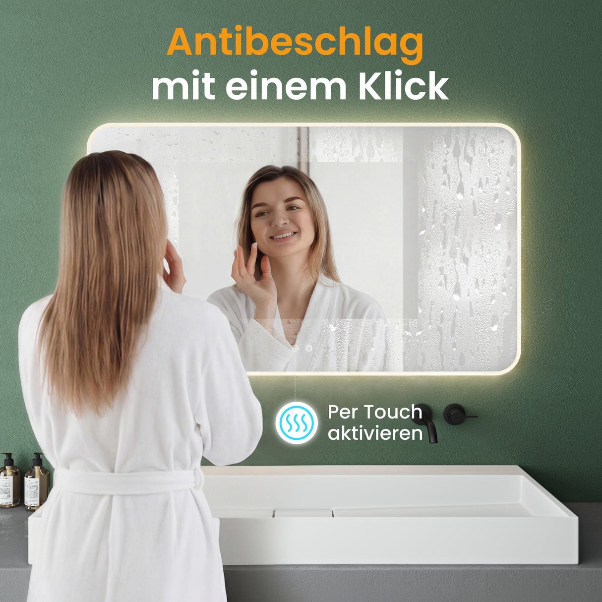 glasvilla Wandspiegel Badezimmer Spiegel LED Bad-Spiegel mit Touchschalter, Beschlagfrei durch Antifog-Schicht Nova-02