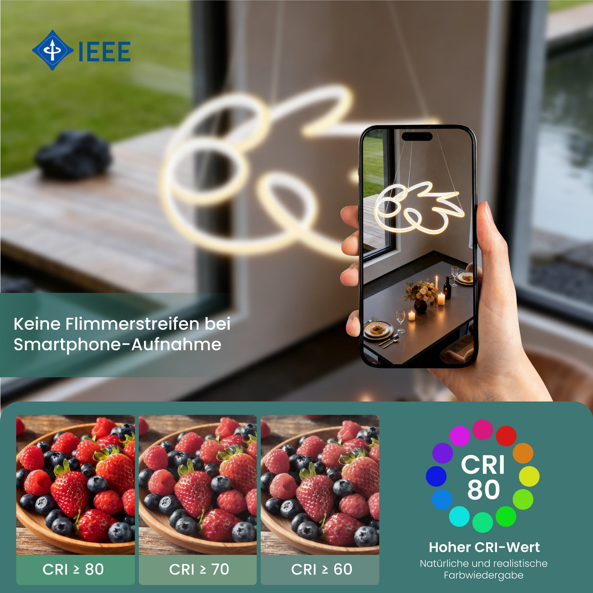 glasvilla Lampadario a Sospensione 67W con Filo 100 CM, Altezza Regolabile, Lampada da Soffitto a Sospensione per Camera da Letto e Soggiorno, 52cm, Bianco, Alivetta25040