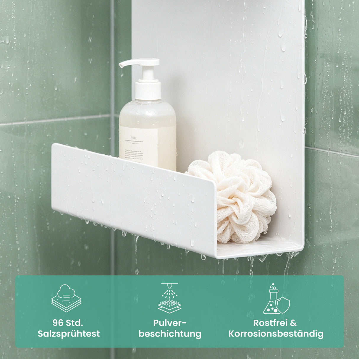 glasvilla Duschablage zum Hängen, Duschregal Ohne Bohren für Glasduschtüren, Hängeregal mit 2 Etagen und 3 Haken, Badezimmer Organizer Oryne-01