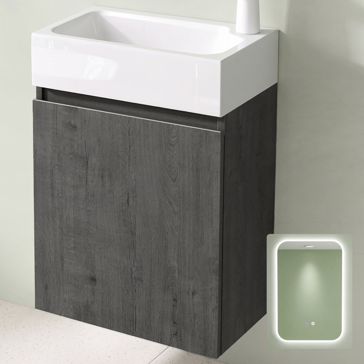 glasvilla Badmöbelset Badezimmermöbel bestehend aus Waschbecken Weiß und Waschbeckenunterschrank BTH: 46x26x63cm Pisa02