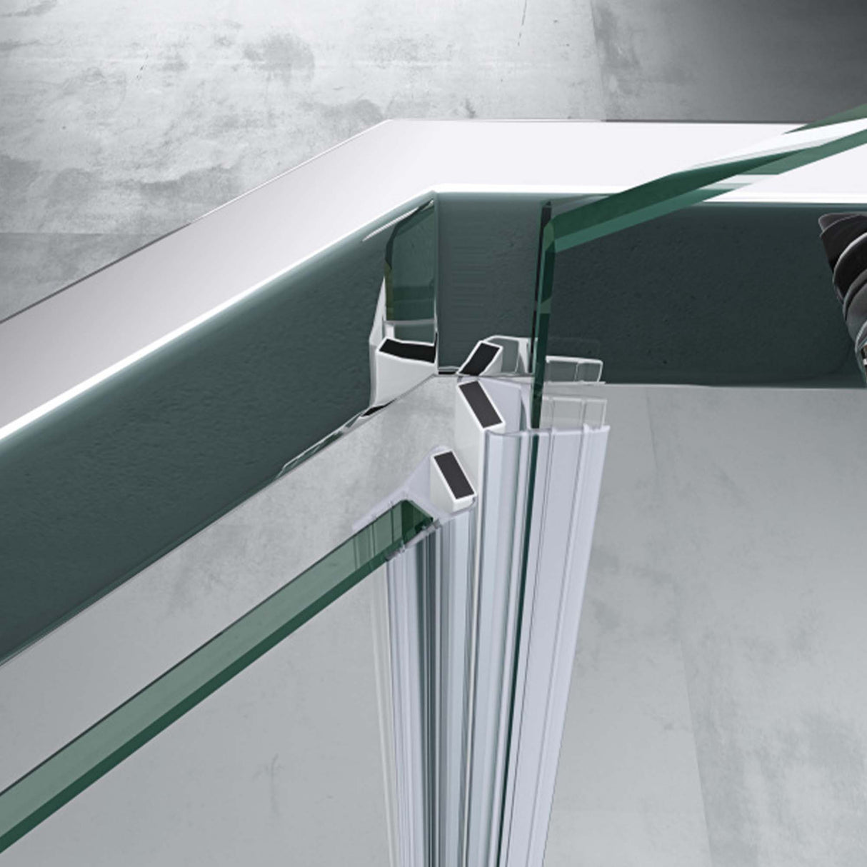 glasvilla Fünfeck-Duschkabine mit Duschtasse Duschwand Echtglas ebenerdige Montage möglich 8mm ESG Dusche Ravenna08