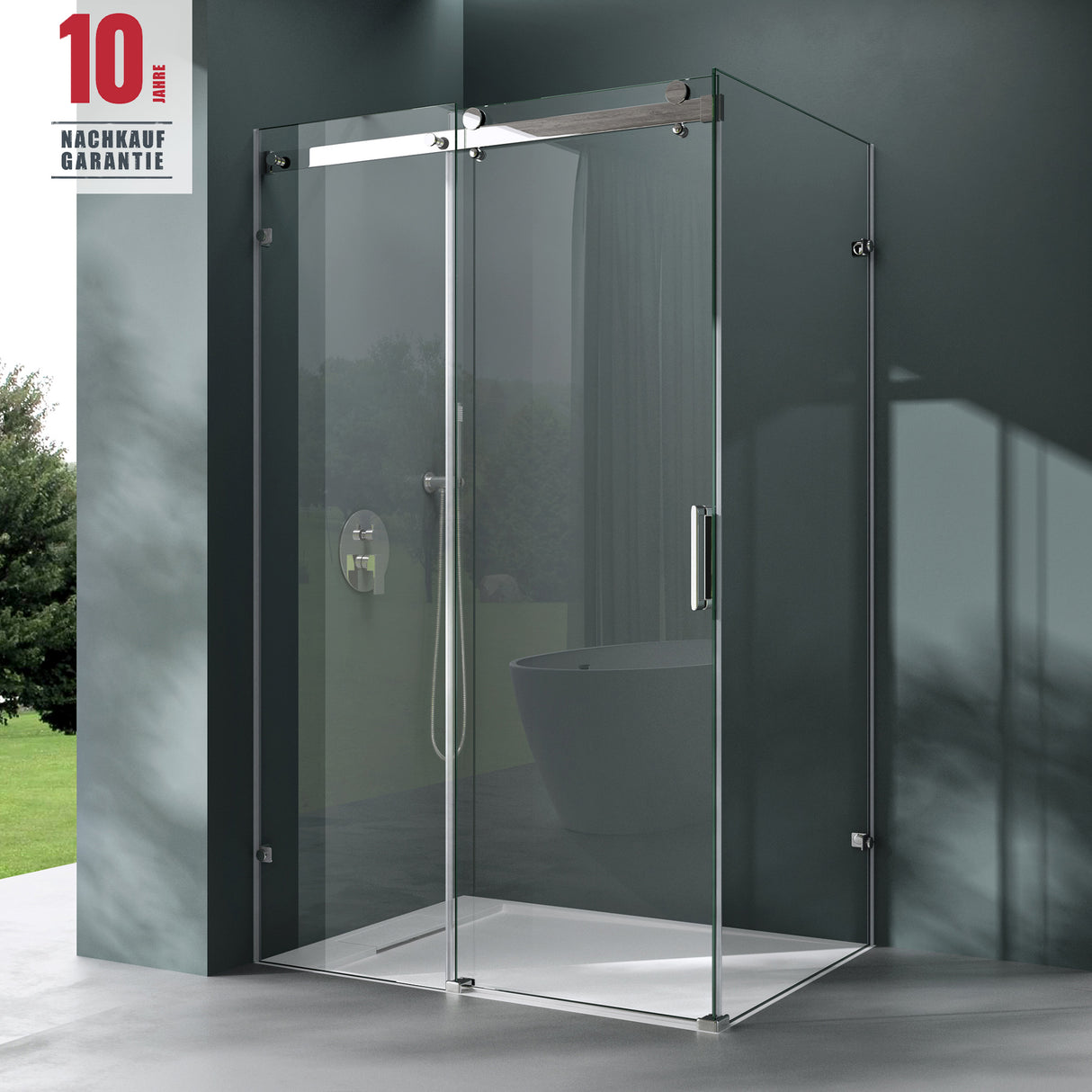 glasvilla Eckdusche Duschkabine Sicherheitsglas 8mm ESG beidseitige NANO-Beschichtung Schiebetür Dusche Ravenna17K