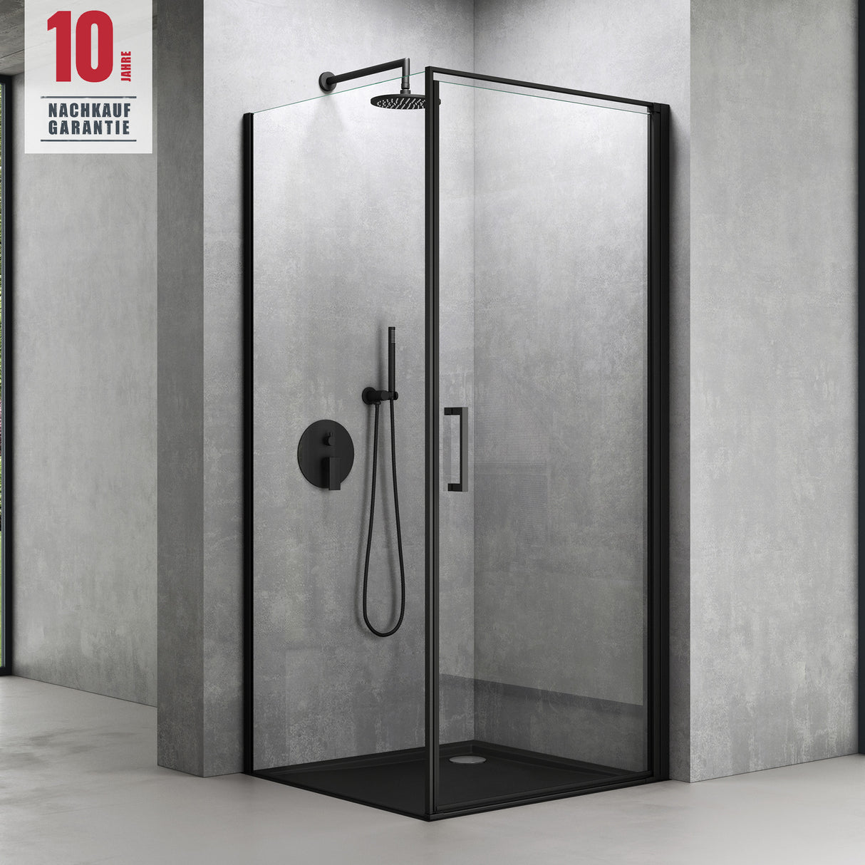 glasvilla Duschkabine Hebe-Senk-Mechanismus 8mm ESG-Sicherheitsglas Nano-Beschichtung Rav36-Plus schwarz