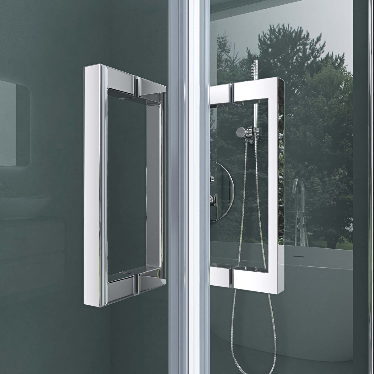 glasvilla Duschkabine Eckeinstieg Hebe-Senk Mechanismus Duschabtrennung ESG-Sicherheitsglas Lotus-Effekt Faltbar Ravenna24