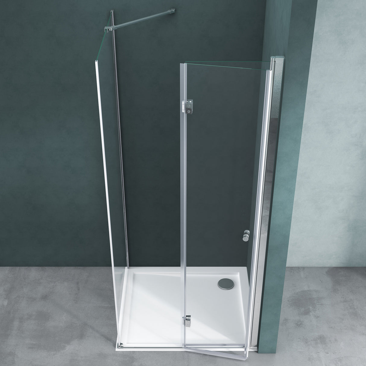 glasvilla Duschkabine Falttür 180° Klappbar & Faltbar Mit Hebe- und Senkmechaniamus Lotus-Effekt NANO Eckeinstieg R27