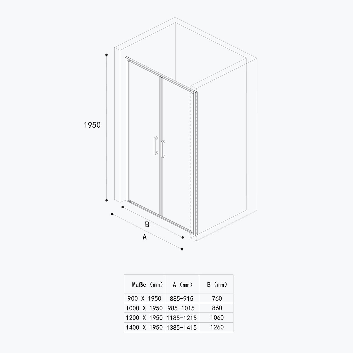glasvilla Duschtür Nischentür dusche Duschabtrennung Chrom und Schwarz Duschkabine Schwingtür 180° Doppeltür 8mm ESG Nano-Beschichtung Klarglas mit Hebe- und Senkmechanismus Teramo66