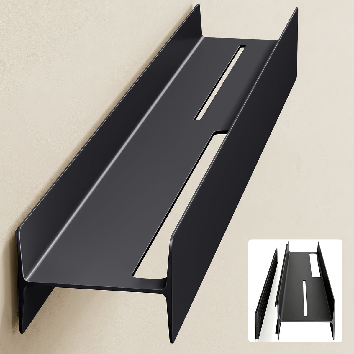 glasvilla Mensola da Parete Multifunzionale, Mensola per Doccia in Lega di Alluminio-Magnesio con Strato Antiruggine Mensola da Appendere per Bagno e Cucina, Rimovibile, Reglo-03
