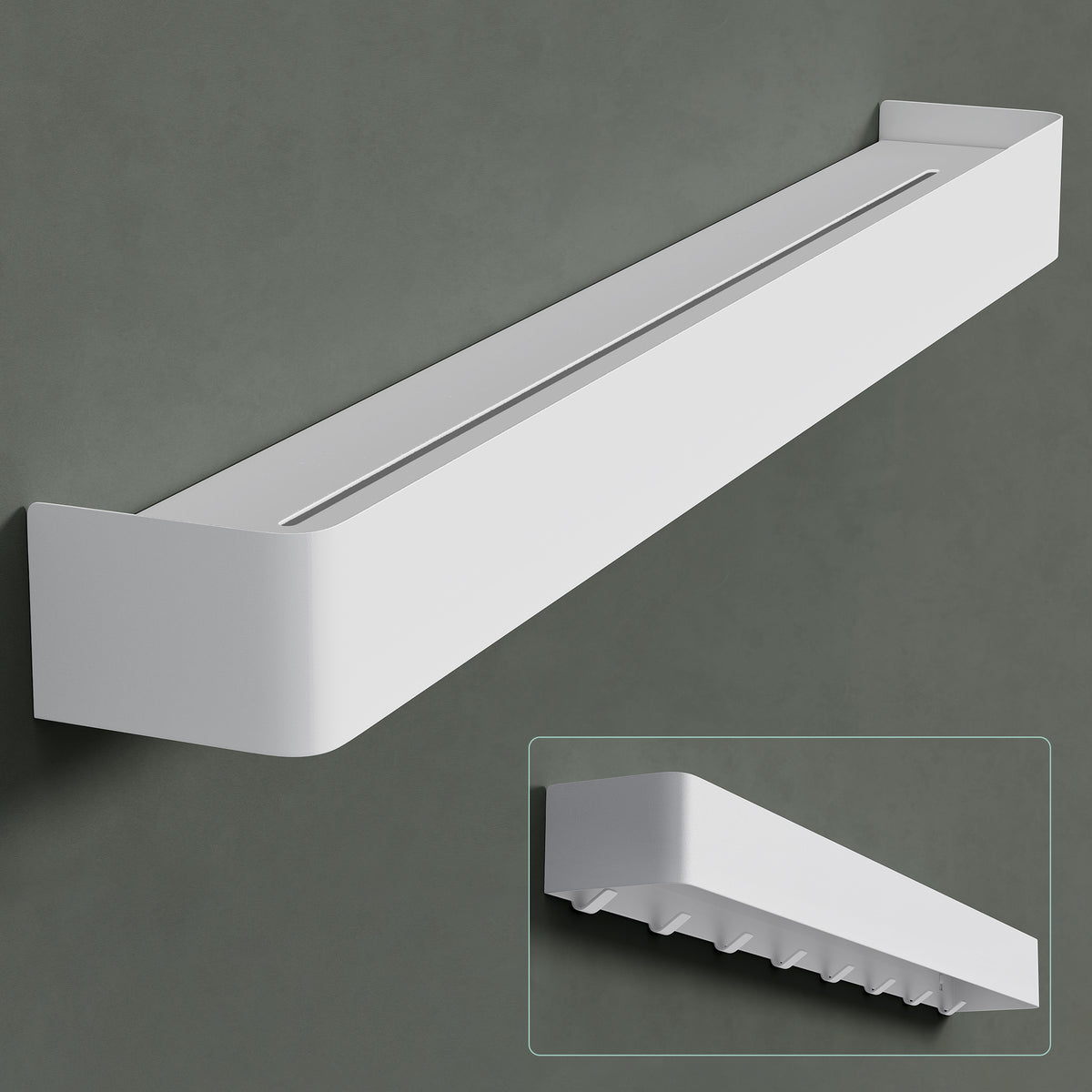 glasvilla Duschablage zum Bohren oder Kleben, Duschregal mit Haken, Badablage zur Wandmontage, Badezimmer Organizer Reglo-05