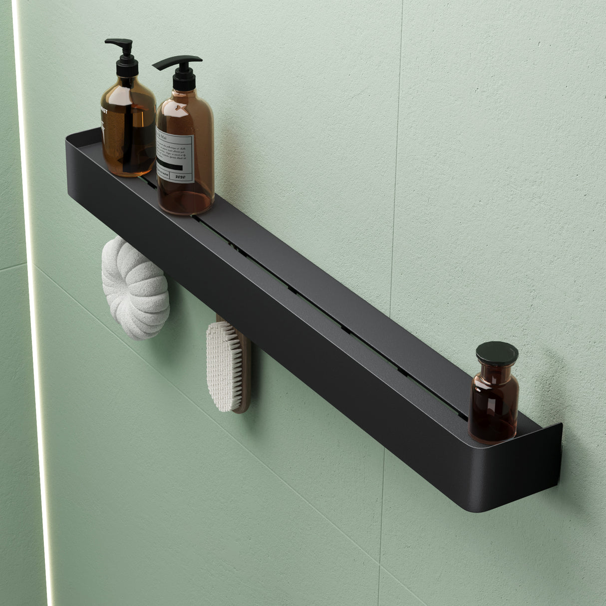 glasvilla Mensola con Attaccapanni da Parete Nascosti, Mensola in Metallo Rimovibile con Ganci per Ingresso, Camera da Letto, Bagno e Soggiorno, Reglo-05