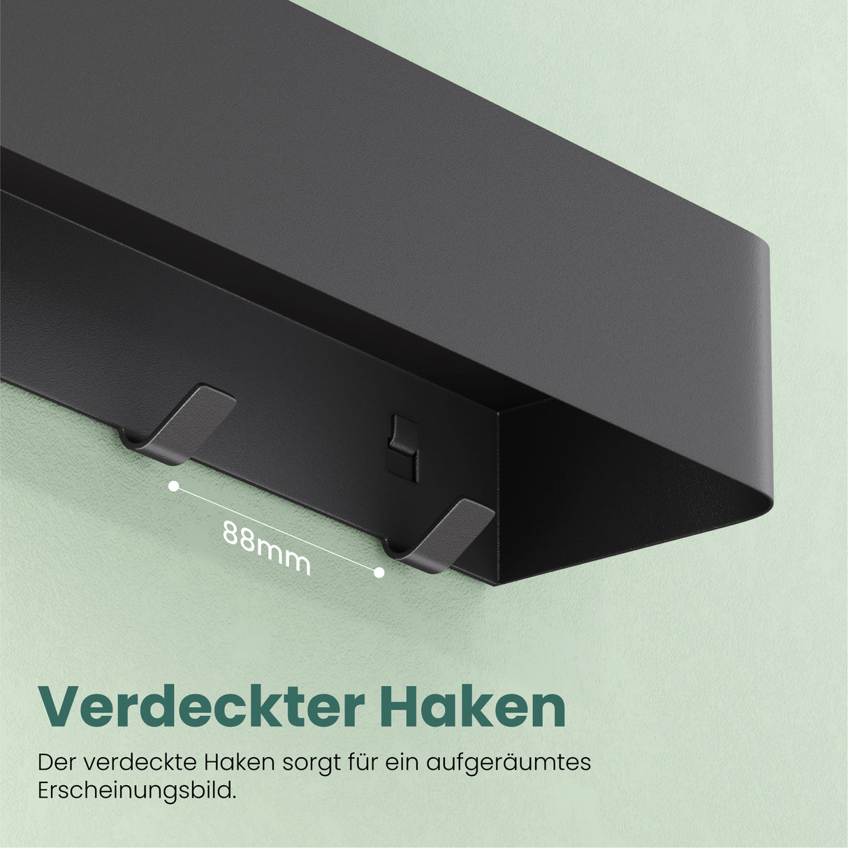 glasvilla Mensola con Attaccapanni da Parete Nascosti, Mensola in Metallo Rimovibile con Ganci per Ingresso, Camera da Letto, Bagno e Soggiorno, Reglo-05