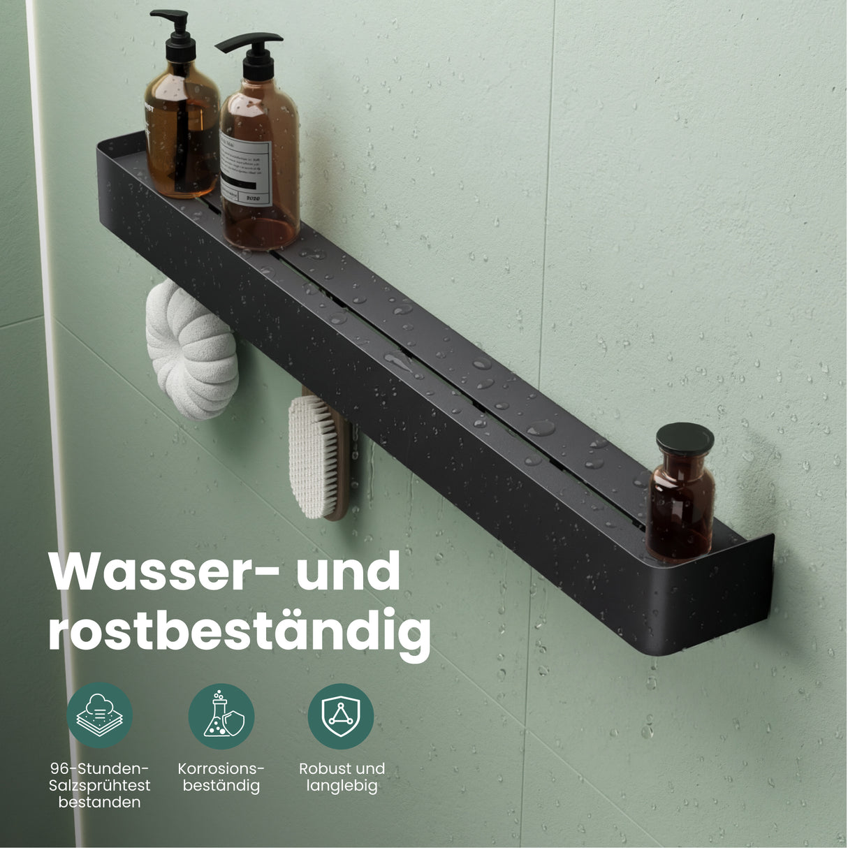 glasvilla Mensola con Attaccapanni da Parete Nascosti, Mensola in Metallo Rimovibile con Ganci per Ingresso, Camera da Letto, Bagno e Soggiorno, Reglo-05