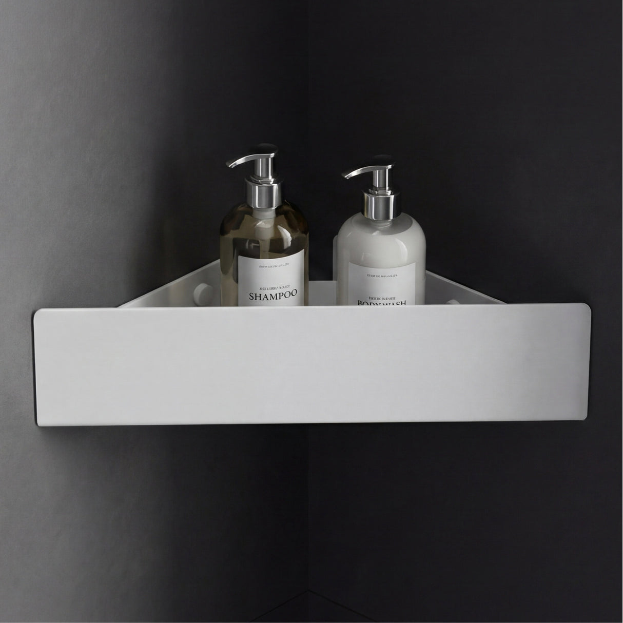 glasvilla Mensola Doccia Angolare in Acciaio al Carbonio, Antiruggine, Mensola Bagno Adesiva o con Foratura da Appendere per Shampoo Sapone Bagnoschiuma, Reglo-07