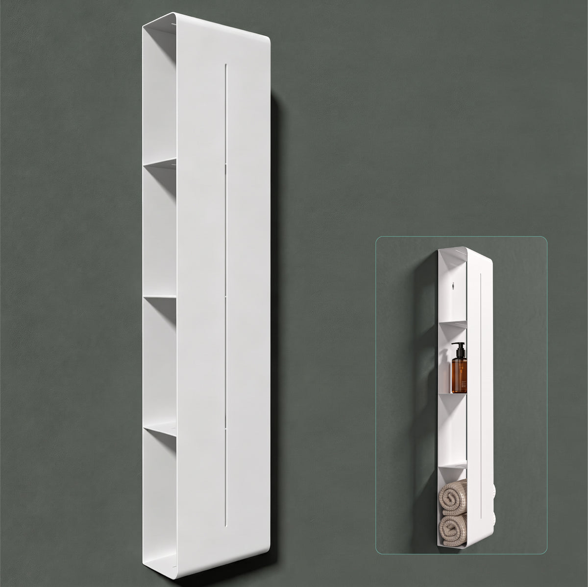 Glasvilla Duschregal mit 4 Ablagen, Duschablage schmal, Wandregal Shampoo Halterung für Dusche, Badezimmer Organizer Reglo-16