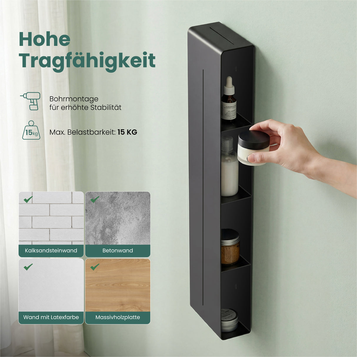 Glasvilla Duschregal mit 4 Ablagen, Duschablage schmal, Wandregal Shampoo Halterung für Dusche, Badezimmer Organizer Reglo-16