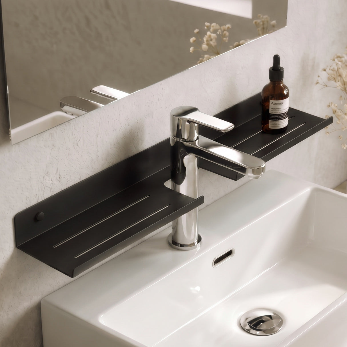 Glasvilla Duschregal zum Bohren oder Kleben, Waschbeckenregal über Wasserhahn, Wandregal für Küche und Bad, Badezimmer Organizer Reglo-17