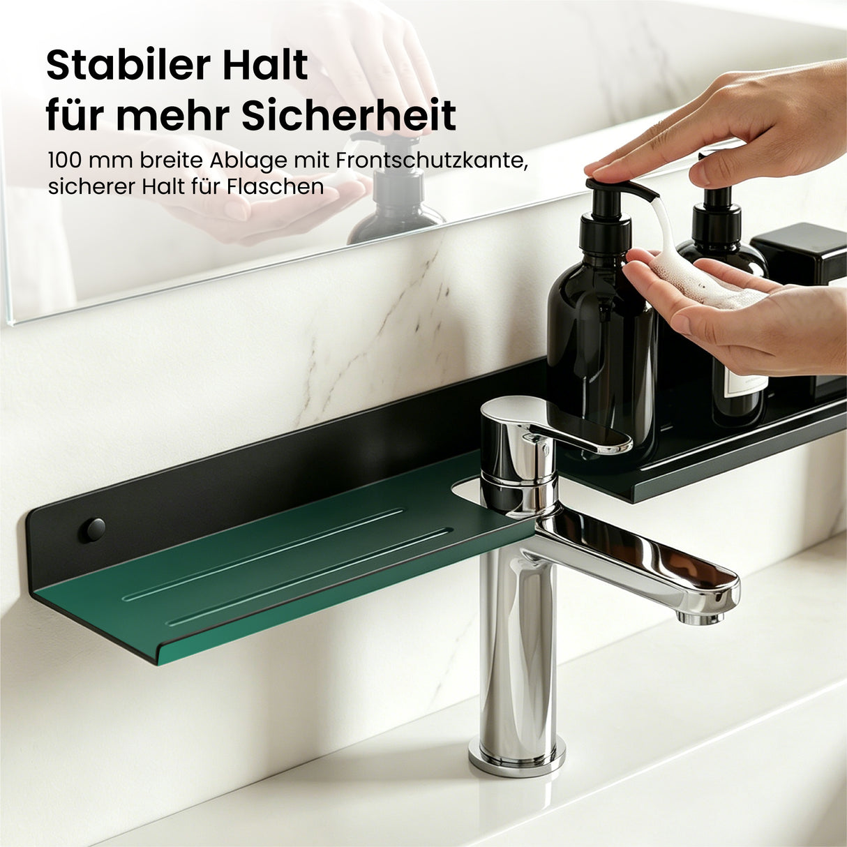 Glasvilla Duschregal zum Bohren oder Kleben, Waschbeckenregal über Wasserhahn, Wandregal für Küche und Bad, Badezimmer Organizer Reglo-17