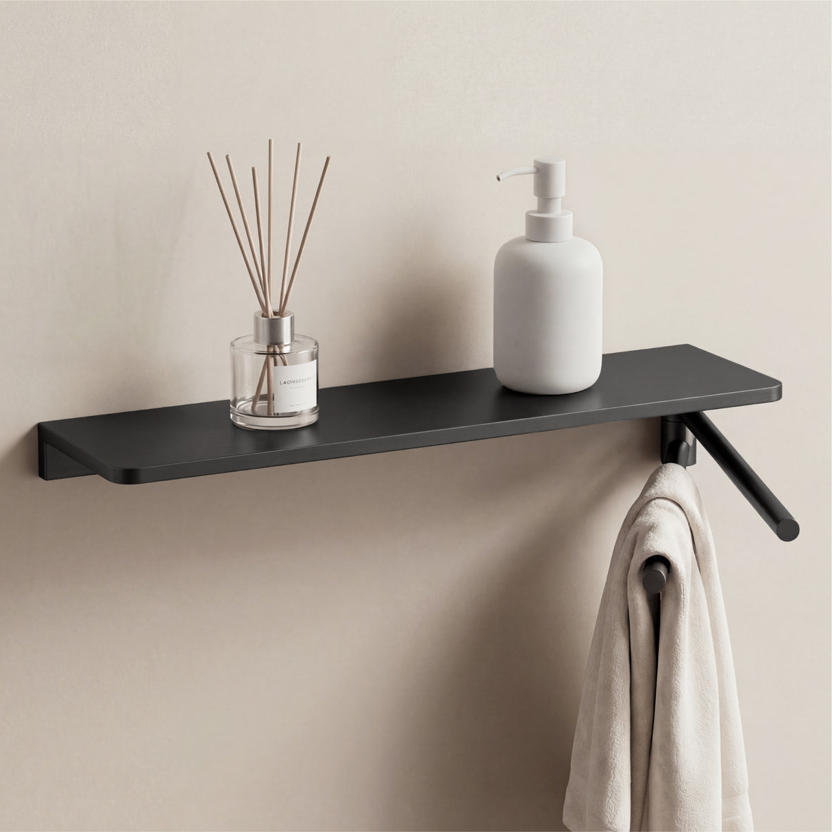 glasvilla Mensola da Parete Multifunzionale, Mensola per Doccia in Alluminio con Portasciugamani Mensola da Appendere per Bagno o Cucina, Reglo-19