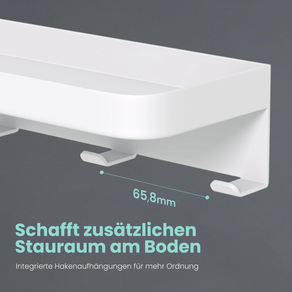glasvilla Wandgarderobe mit Ablage, Garderobenleiste 50cm, Reglo-20 | Inkl.7 Garderobenhaken; als Wandhaken oder Kleiderhaken, Klebe- oder Bohrmontage, für Bad, Küche, Flur