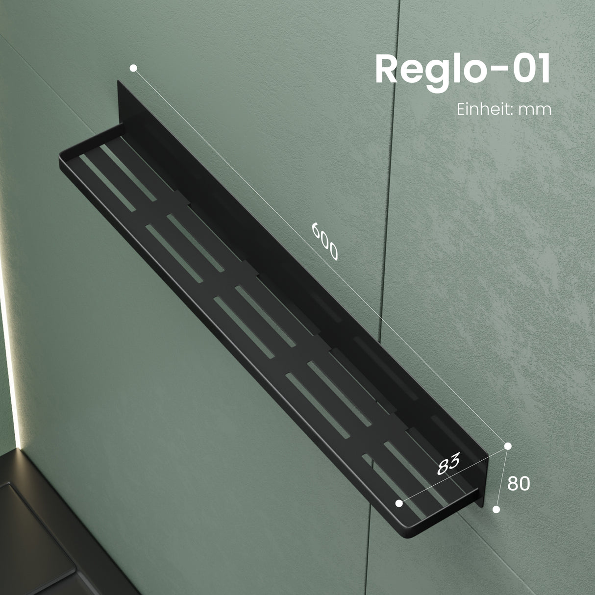glasvilla Étagère de douche sans perçage, Étagère de douche magnétique, Étagère de salle de bain murale autocollante 60cm Reglo-01