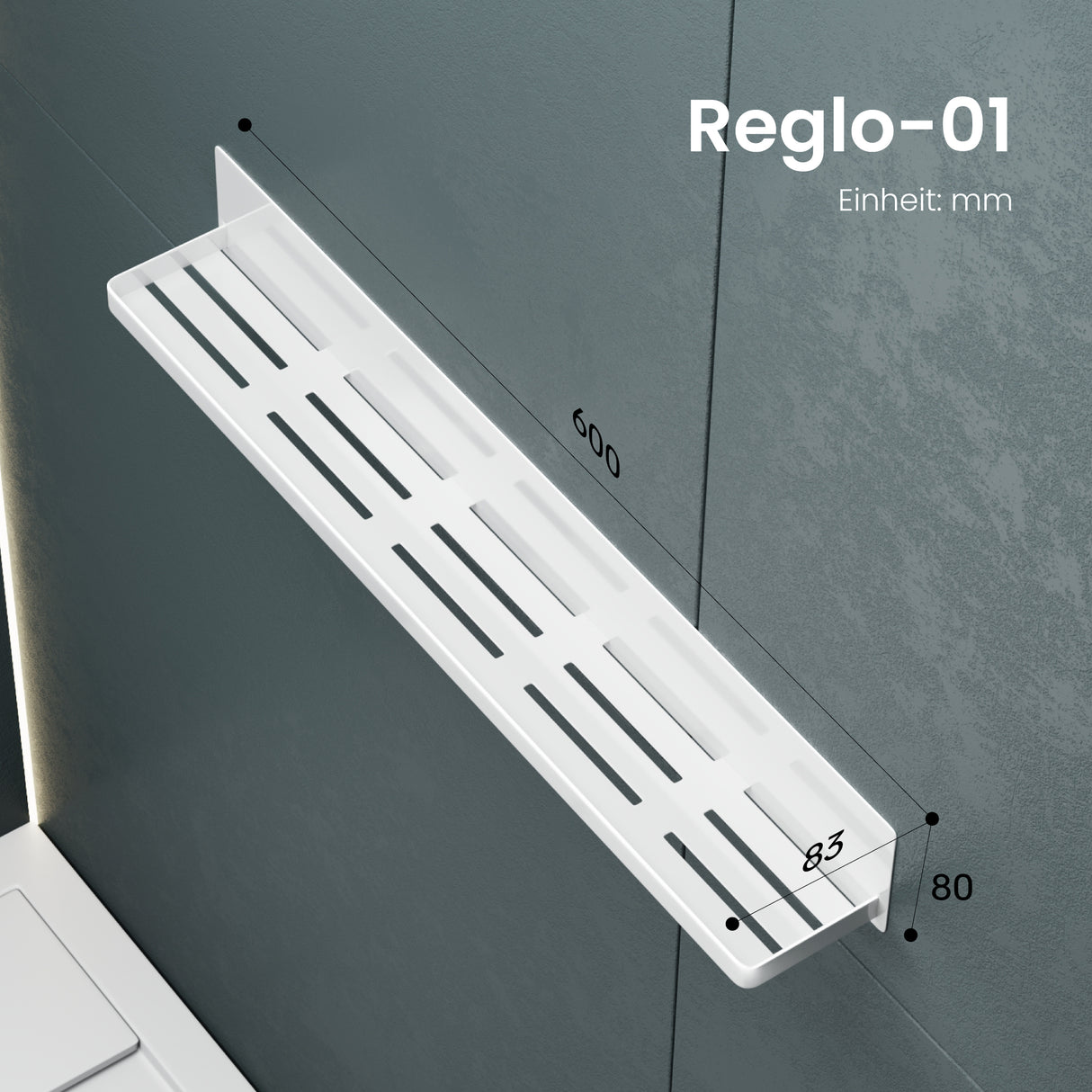 glasvilla Étagère de douche sans perçage, Étagère de douche magnétique, Étagère de salle de bain murale autocollante 60cm Reglo-01