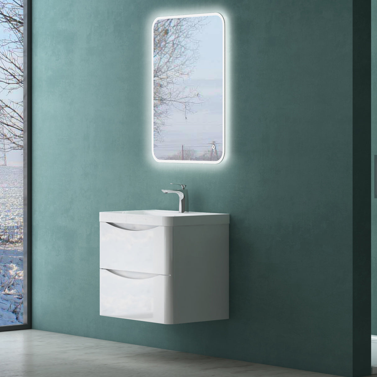 glasvilla Badmöbel set Waschtisch mit Unterschrank Waschbeckenunterschrank mit Softclose Schubladen inkl. Waschbecken 60cm Smile