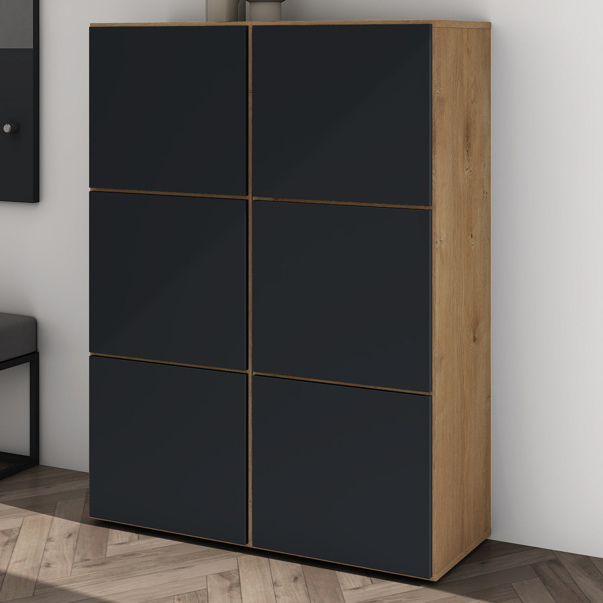 glasvilla Schuhschrank Schuhkommode mit 3 Schränken BTH: 45x36x120 cm Schuhregal Möbel Schuhschrank02