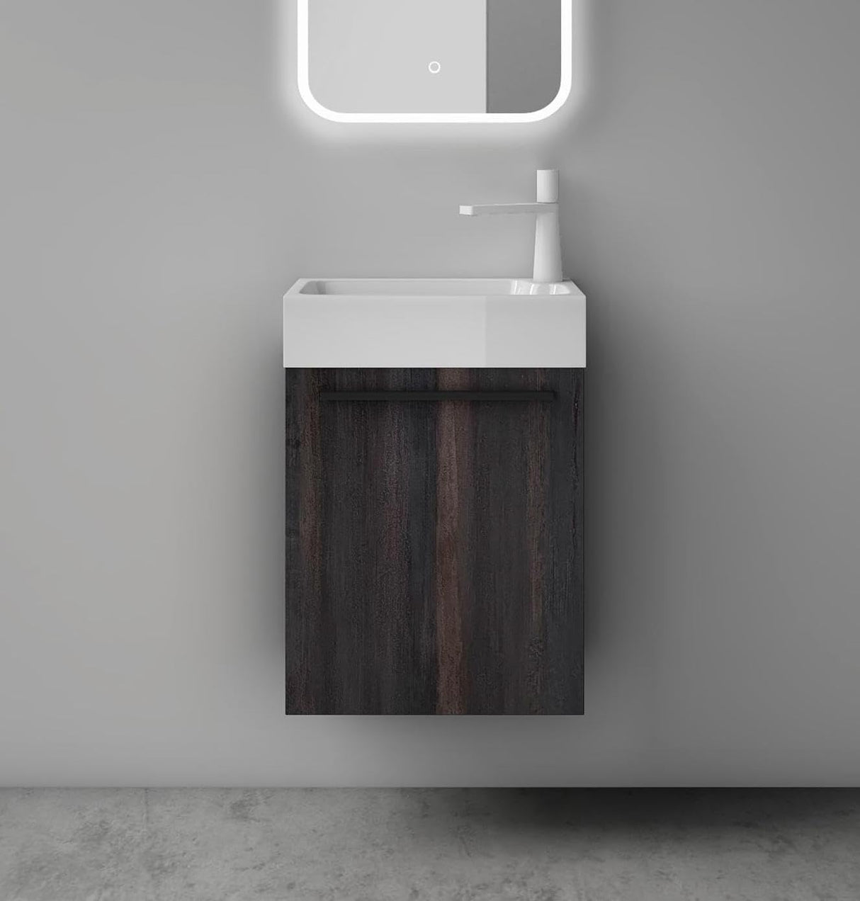 glasvilla Badmöbelset Kleiner Waschbeckenunterschrank 46 cm Unterschrank mit Weiß Waschschbecken aus Mineralguss für Gäste-WC Pisa