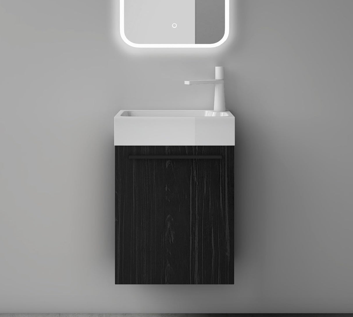 glasvilla Badmöbelset Kleiner Waschbeckenunterschrank 46 cm Unterschrank mit Weiß Waschschbecken aus Mineralguss für Gäste-WC Pisa