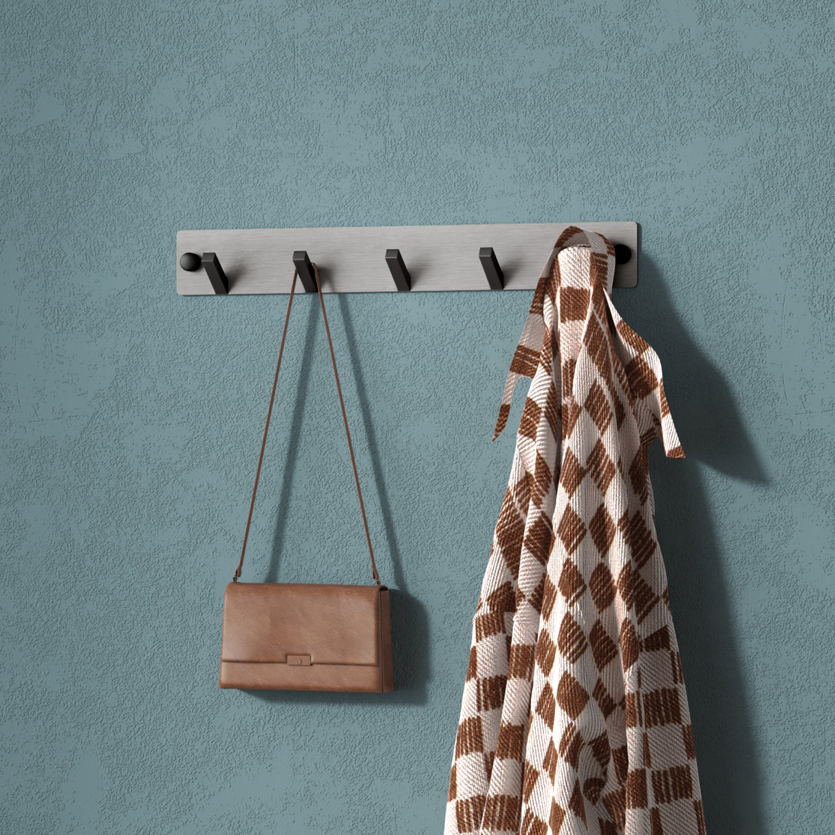 glasvilla Wandgarderobe Wandhaken aus Aluminium Garderobe mit klappbaren Haken Garderobenleiste Garderobenhaken Kleiderhaken Stalo-04+05