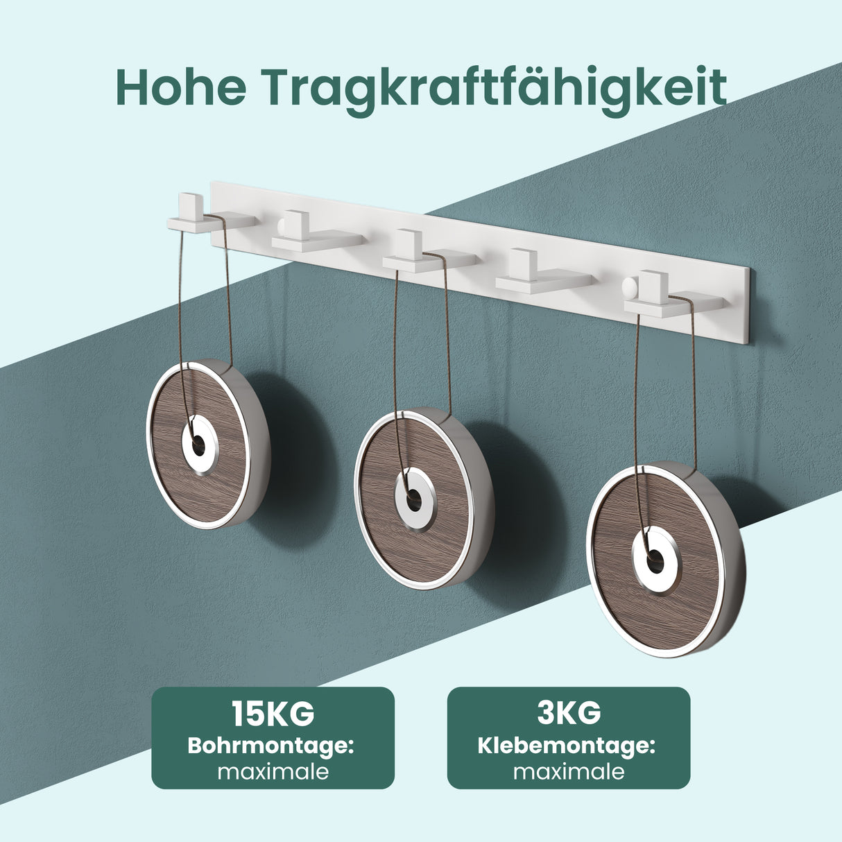 glasvilla Kleiderhaken Wandgarderobe Wandhaken aus Edelstahl Garderobenleiste Garderobenhaken Stalo-06+Stalo-07