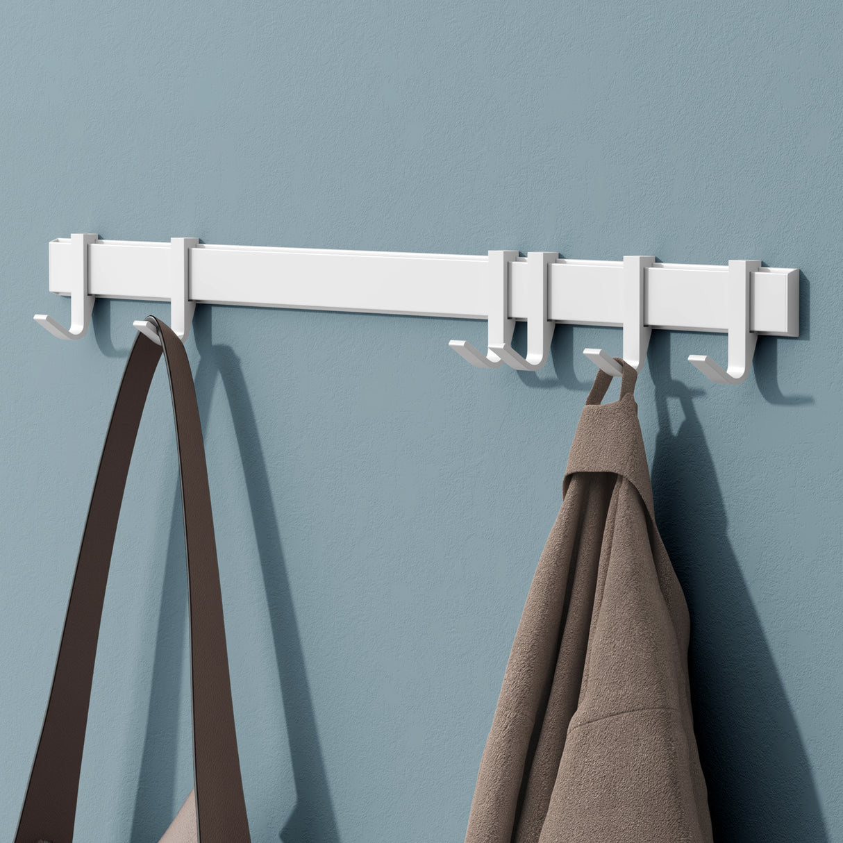 glasvilla Appendiabiti da Parete con Ganci Scorrevoli, Attaccapanni da Muro in Alluminio Appendiabiti per Cameretta, Ingresso, Cucina, Stalo-12