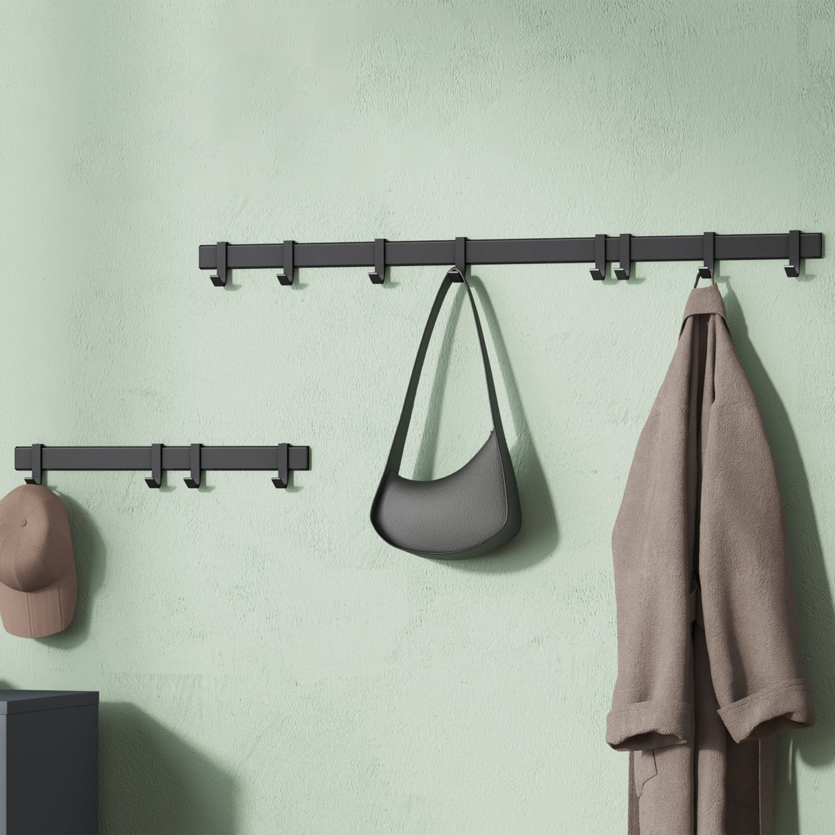 glasvilla Appendiabiti da Parete con Ganci Scorrevoli, Attaccapanni da Muro in Alluminio Appendiabiti per Cameretta, Ingresso, Cucina, Stalo-12