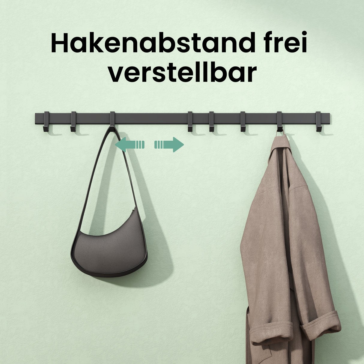 glasvilla Appendiabiti da Parete con Ganci Scorrevoli, Attaccapanni da Muro in Alluminio Appendiabiti per Cameretta, Ingresso, Cucina, Stalo-12