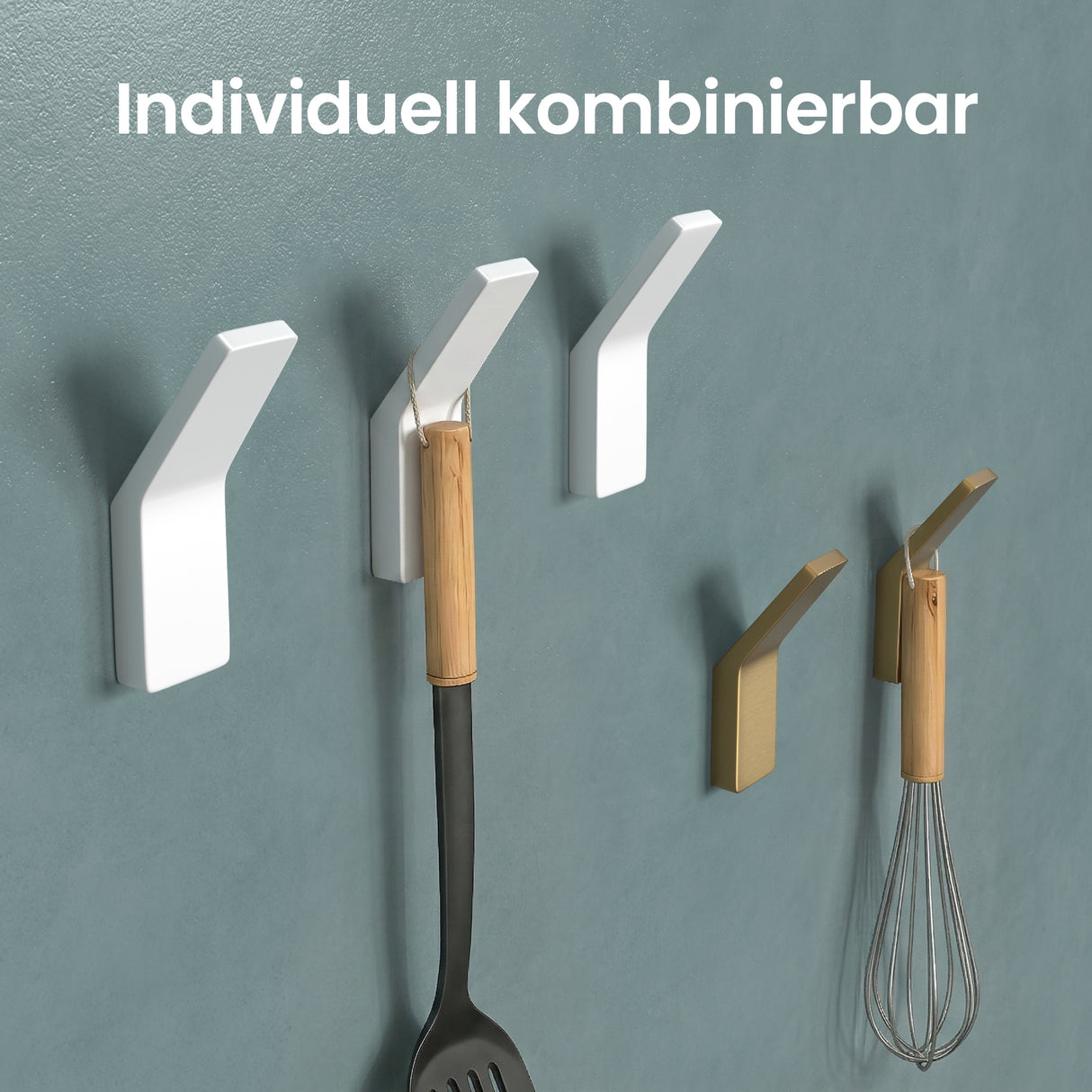 glasvilla Kleiderhaken Garderobenhaken 4 Stück, Wandhaken zum Bohren oder Kleben für Schlafzimmer, Badezimmer, Kleiderschrank, Wohnzimmer Stalo-13