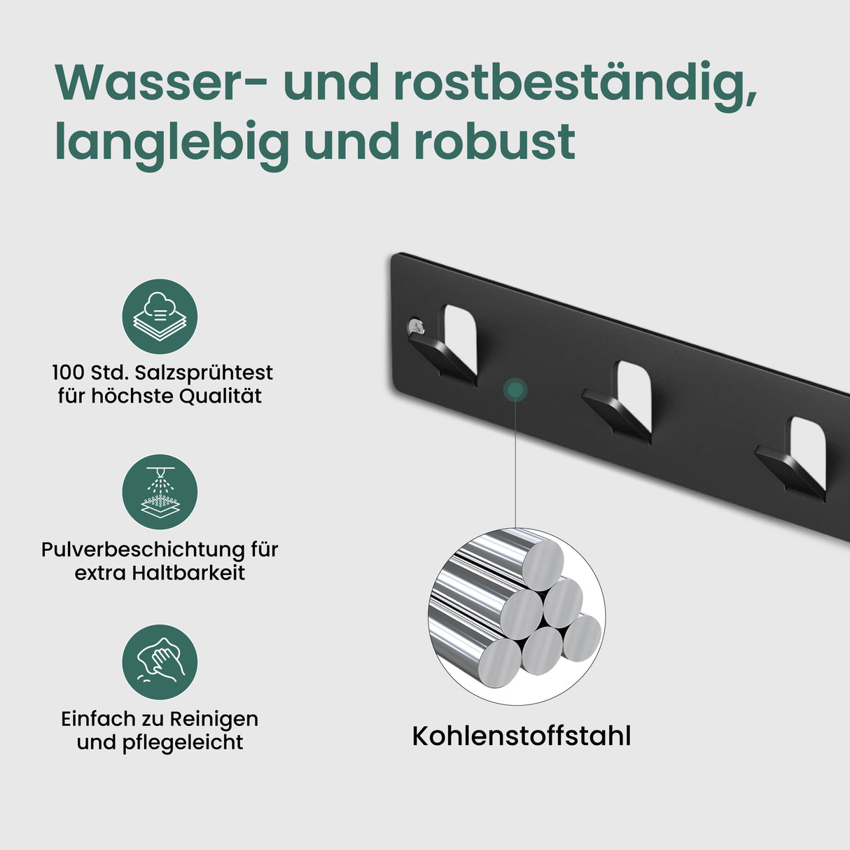 glasvilla Kleiderhaken ohne Bohren Wandgarderobe Wandhaken mit 5 Haken Garderobenleiste Garderobenhaken Stalo-14