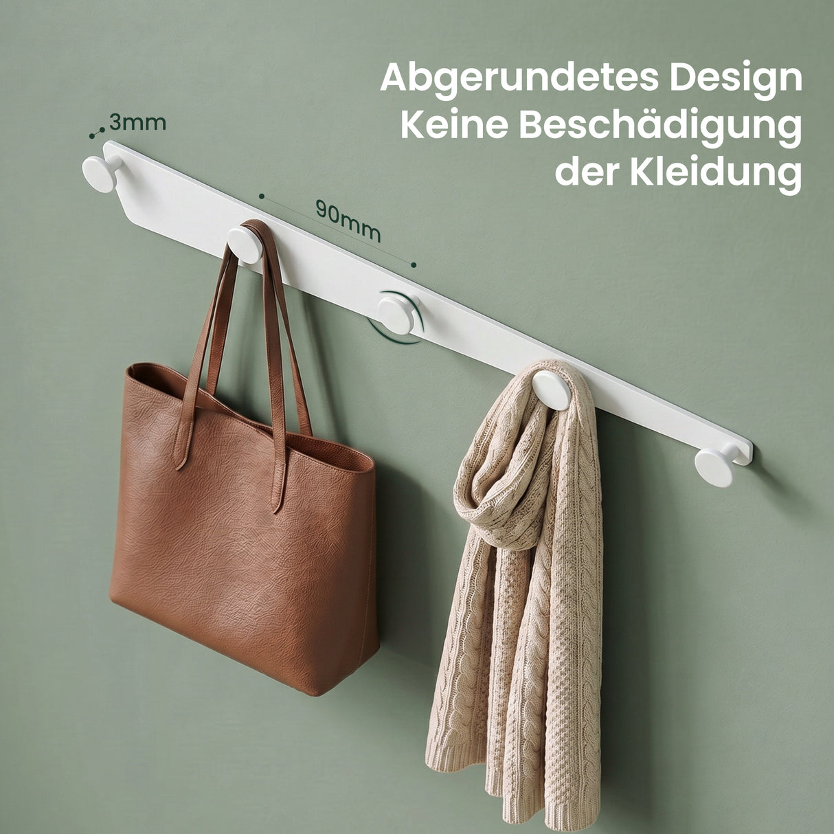glasvilla Garderobenhaken zum Bohren oder Kleben, Kleiderhaken aus Aluminiumlegierung, Garderobenleiste mit 5 Haken, Hakenleiste Stalo-18
