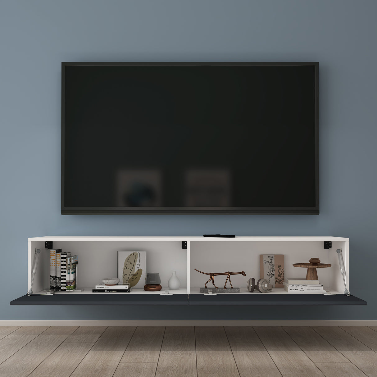 glasvilla Fernsehtisch Fernsehschrank TV Schrank Verdeckter Griff mit Soft-Close Lowboard Hängeschrank für Wohnzimmer Fernsehschrank02