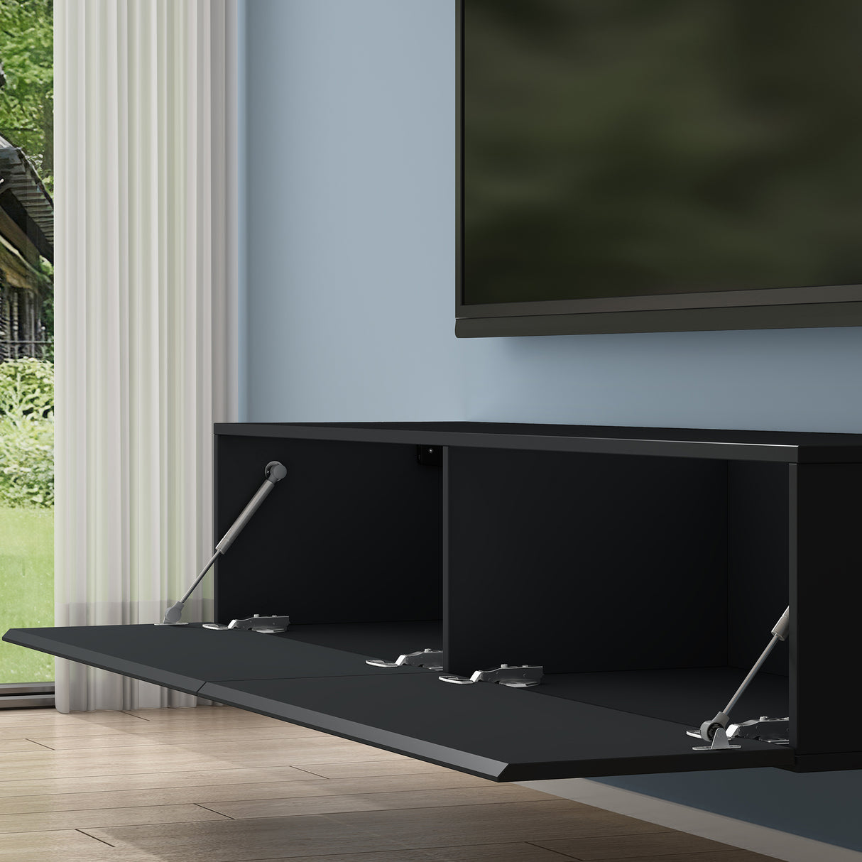 glasvilla Fernsehtisch Fernsehschrank TV Schrank Verdeckter Griff mit Soft-Close Lowboard Hängeschrank für Wohnzimmer Fernsehschrank02