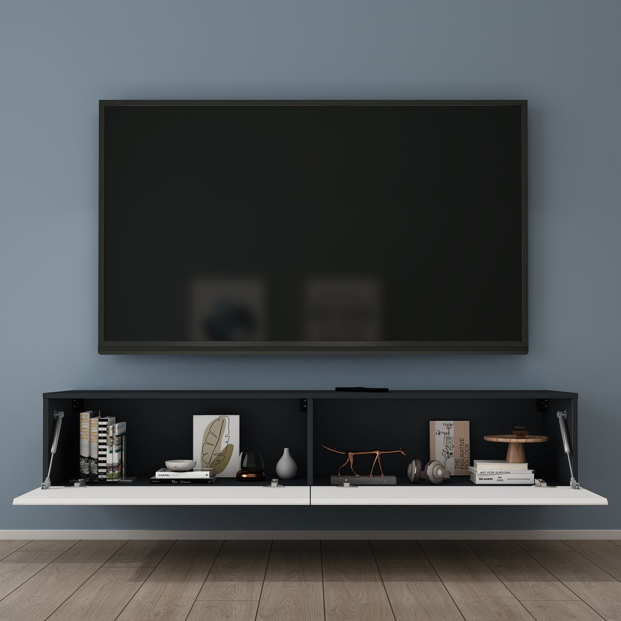 glasvilla Fernsehtisch Fernsehschrank TV Schrank Verdeckter Griff mit Soft-Close Lowboard Hängeschrank für Wohnzimmer Fernsehschrank02