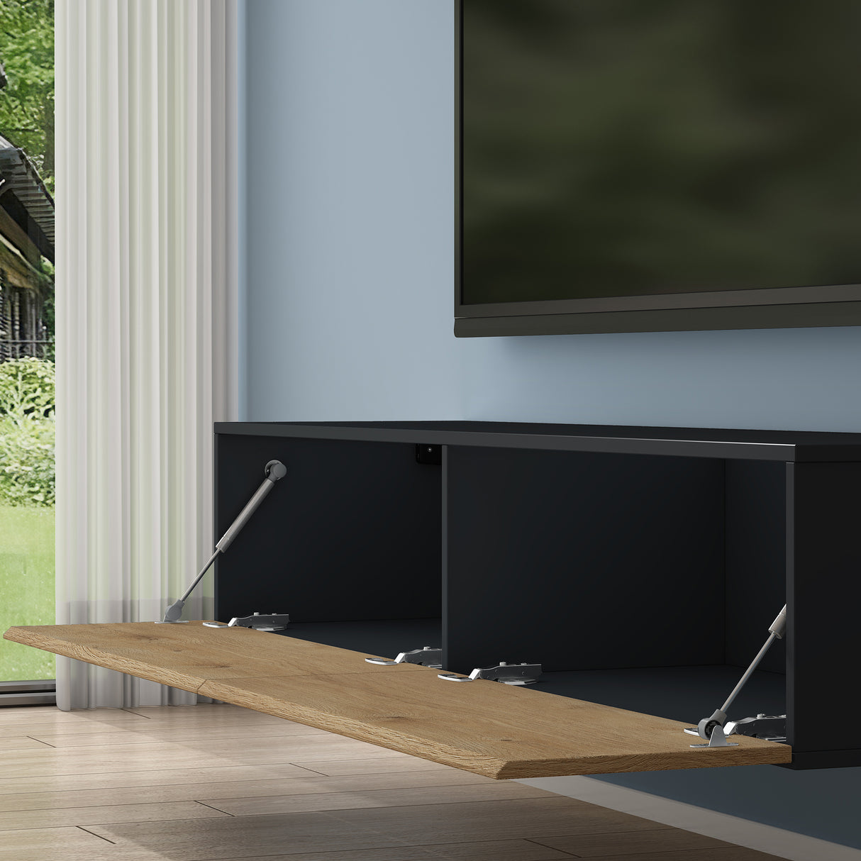 glasvilla Fernsehtisch Fernsehschrank TV Schrank Verdeckter Griff mit Soft-Close Lowboard Hängeschrank für Wohnzimmer Fernsehschrank02