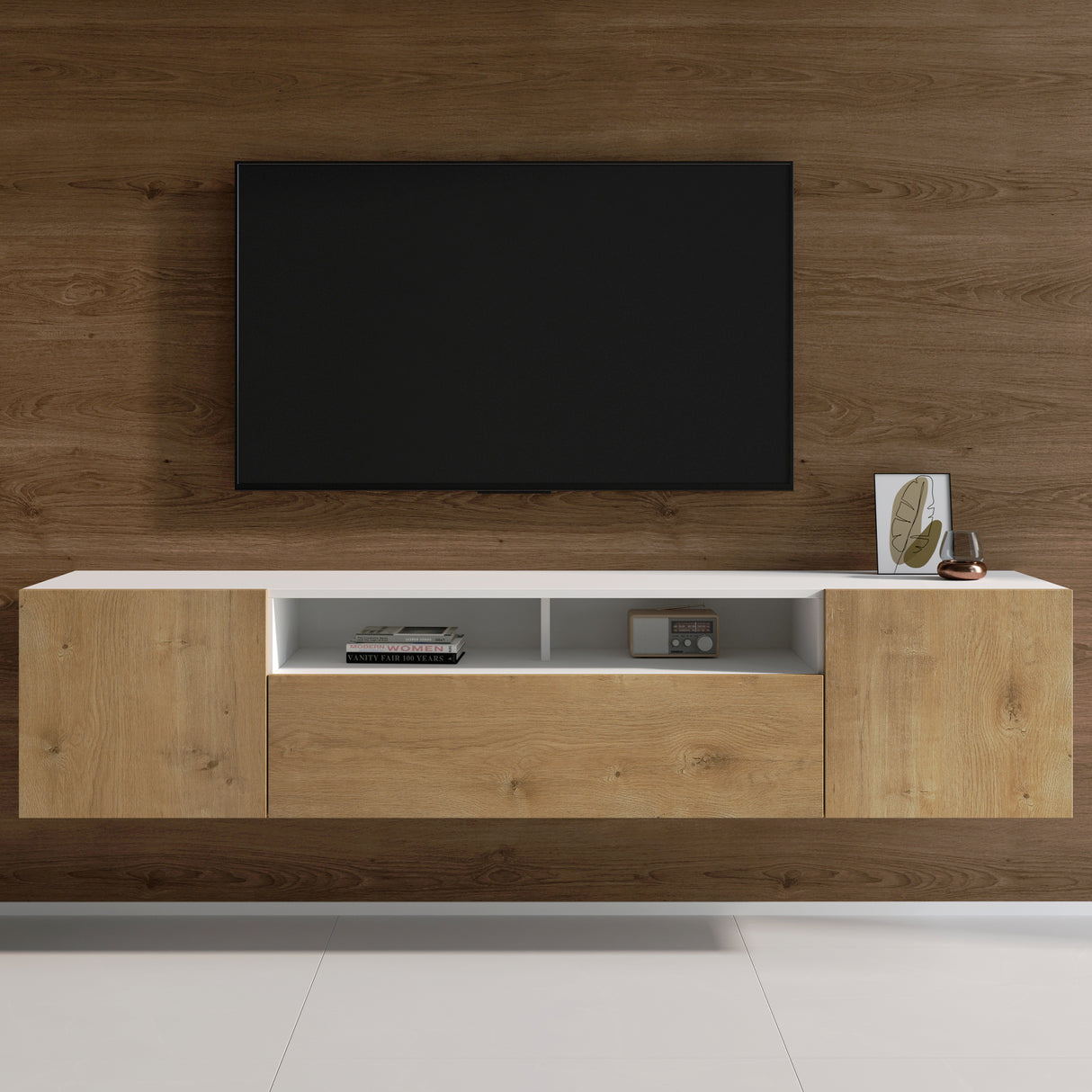 glasvilla TV Schrank Fernsehschrank 3 Türen mit Soft-Close Lowboard Hängeschrank Fernsehtisch für Wohnzimmer Fernsehschrank03