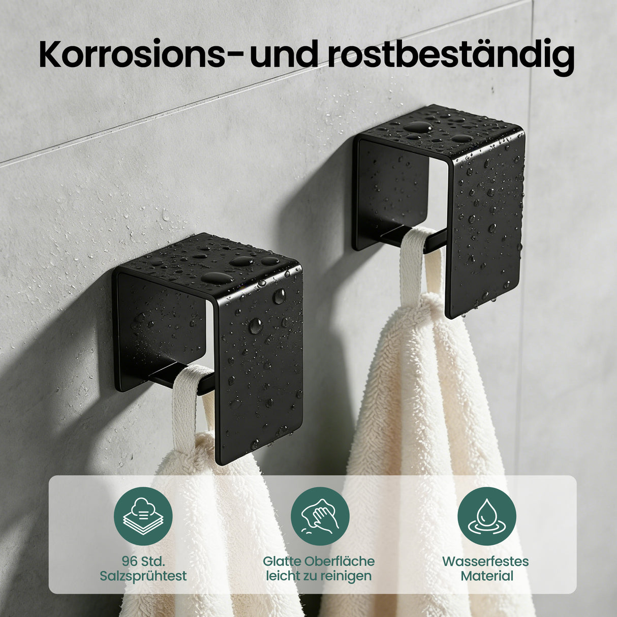 glasvilla Gancio Adesivo Bagno in Acciaio al Carbonio Appendi Porta Asciugamani Impermeabili per Bagno Cucina e Soggiorno, Tavrin-01