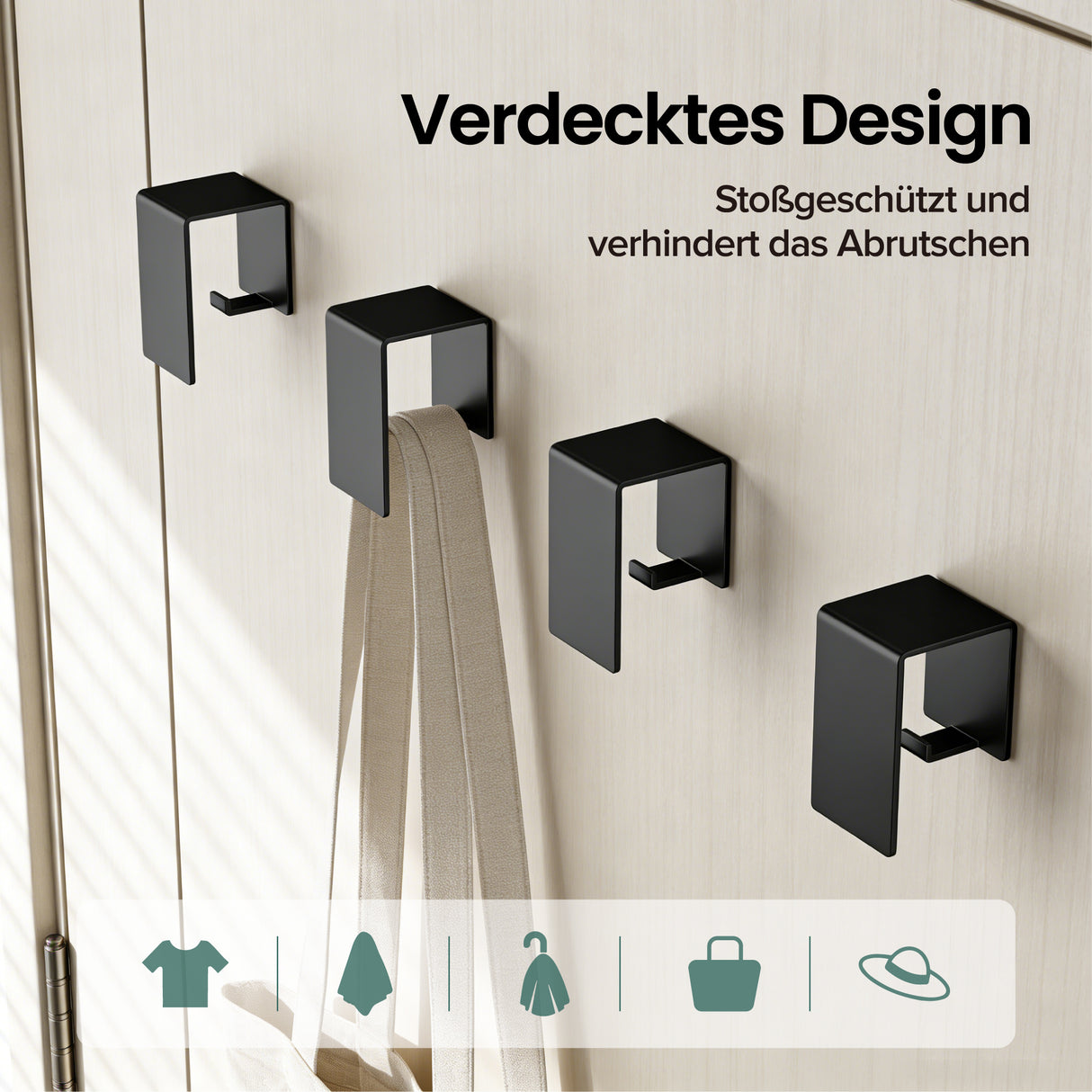glasvilla Gancio Adesivo Bagno in Acciaio al Carbonio Appendi Porta Asciugamani Impermeabili per Bagno Cucina e Soggiorno, Tavrin-01