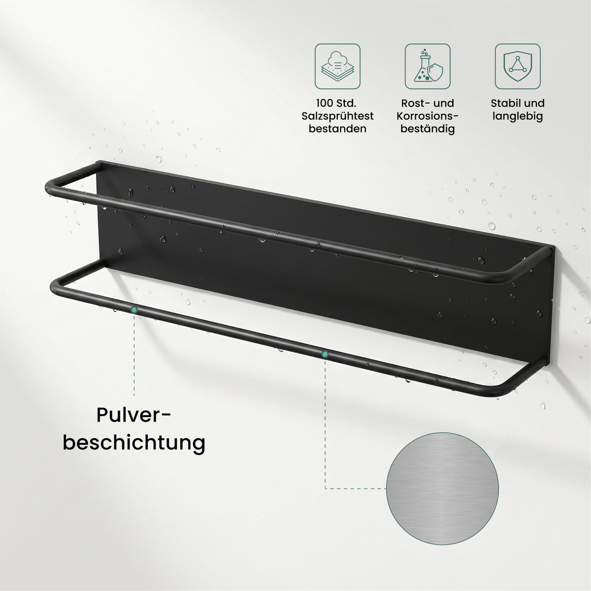 Glasvilla Handtuchhalter ohne Bohren , Badetuchhalter Selbstklebend, Handtuchaufbewahrung für Küche und Bad, Tavrin-03
