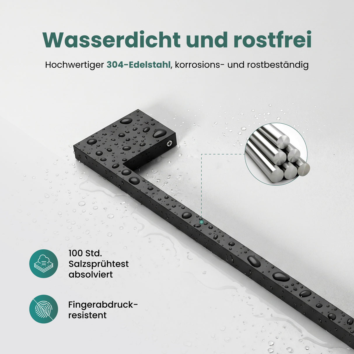 glasvilla Handtuchhalter aus Edelstahl, Handtuchstange 38cm | Hantuchhalterung Wandmontage für Bad & Küche, Badetuchhalter Einarmig Tavrin-05